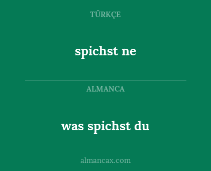 spichst ne - was spichst du