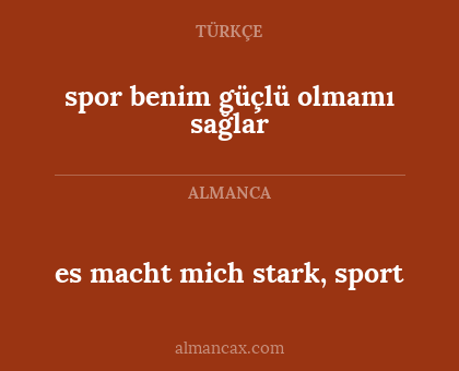 es macht mich stark, sport - spor benim güçlü olmamı sağlar