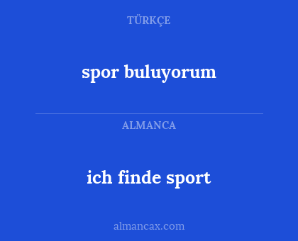 spor buluyorum - ich finde sport
