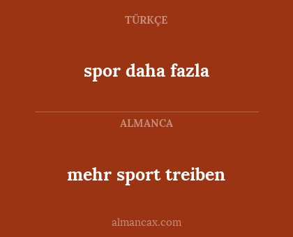 spor daha fazla - mehr sport treiben