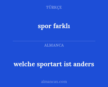 welche sportart ist anders - spor farklı