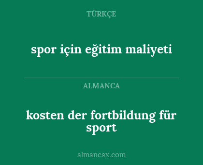 kosten der fortbildung für sport - spor için eğitim maliyeti