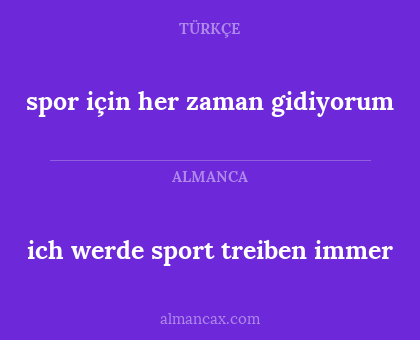 ich werde sport treiben immer - spor için her zaman gidiyorum