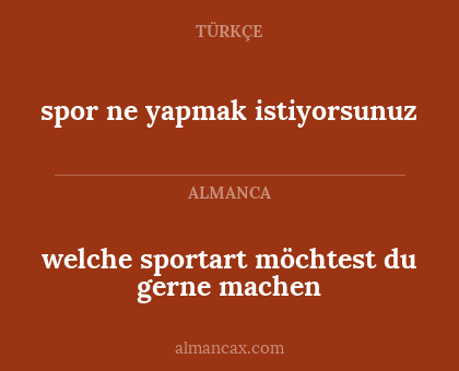 welche sportart möchtest du gerne machen - spor ne yapmak istiyorsunuz