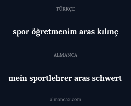 spor öğretmenim aras kılınç - mein sportlehrer aras schwert
