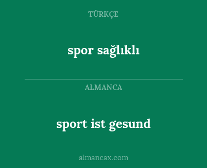 spor sağlıklı - sport ist gesund