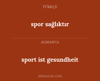 spor sağlıktır - sport ist gesundheit