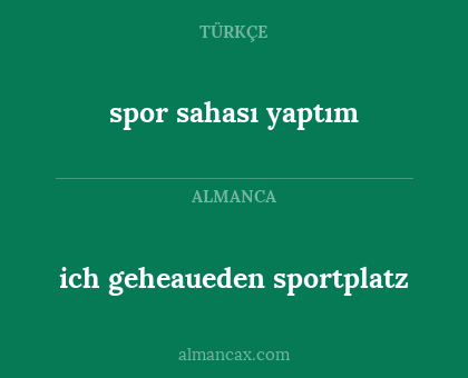 spor sahası yaptım - ich geheaueden sportplatz