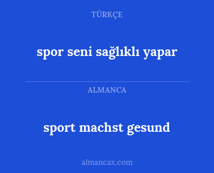 sport machst gesund - spor seni sağlıklı yapar