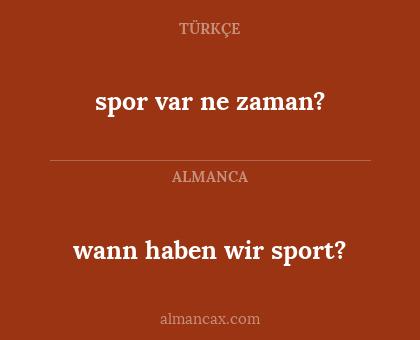 spor var ne zaman? - wann haben wir sport?