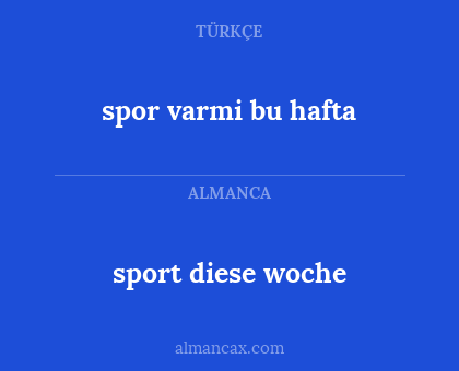 spor varmi bu hafta - sport diese woche