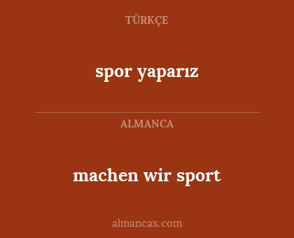 spor yaparız - machen wir sport