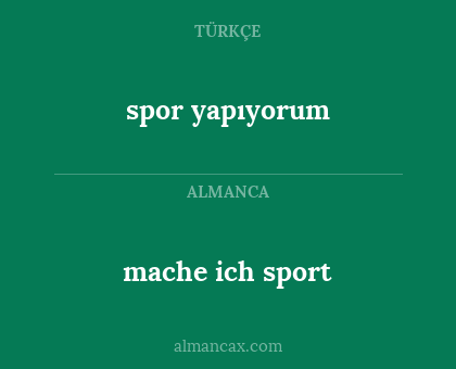 spor yapıyorum - mache ich sport
