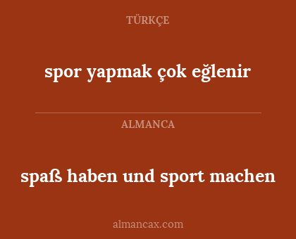 spaß haben und sport machen - spor yapmak çok eğlenir