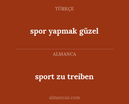 sport zu treiben - spor yapmak güzel