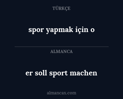 er soll sport machen - spor yapmak için o