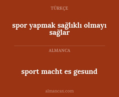 spor yapmak sağlıklı olmayı sağlar - sport macht es gesund