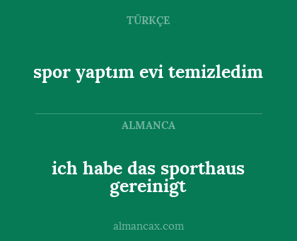 ich habe das sporthaus gereinigt - spor yaptım evi temizledim