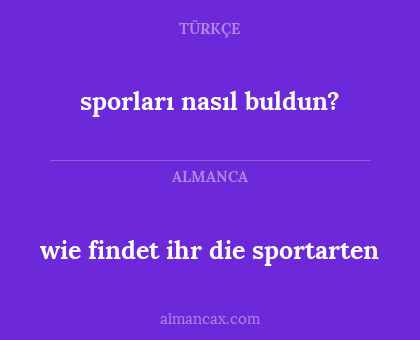 wie findet ihr die sportarten - sporları nasıl buldun?