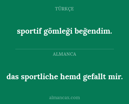 sportif gömleği beğendim. - das sportliche hemd gefallt mir.