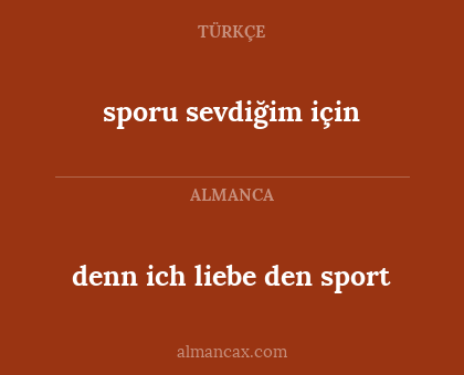 sporu sevdiğim için - denn ich liebe den sport