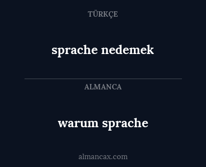 warum sprache - sprache nedemek