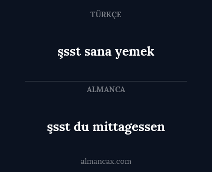 şsst du mittagessen - şsst sana yemek