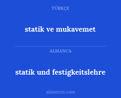 statik ve mukavemet - statik und festigkeitslehre