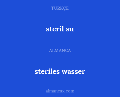 steril su - steriles wasser