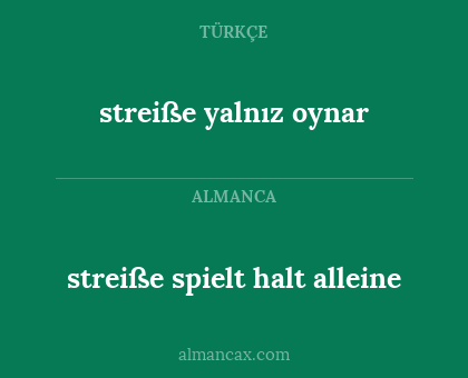 streiße yalnız oynar - streiße spielt halt alleine