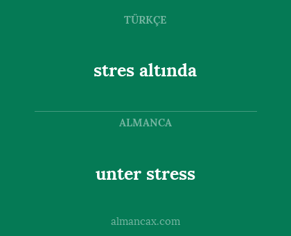 unter stress - stres altında