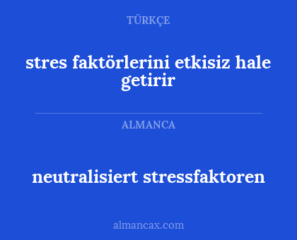 stres faktörlerini etkisiz hale getirir - neutralisiert stressfaktoren