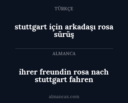 stuttgart için arkadaşı rosa sürüş - ihrer freundin rosa nach stuttgart fahren
