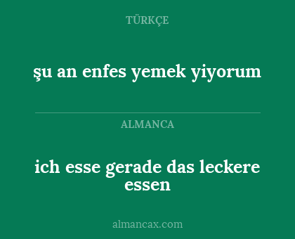 ich esse gerade das leckere essen - şu an enfes yemek yiyorum