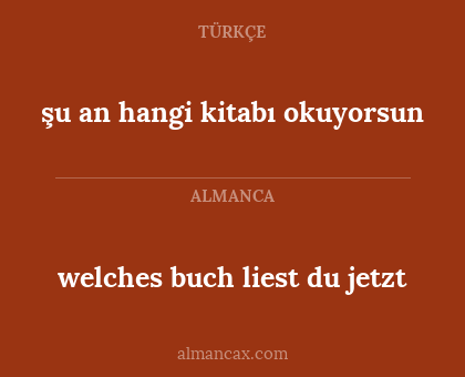 şu an hangi kitabı okuyorsun - welches buch liest du jetzt