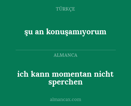 şu an konuşamıyorum - ich kann momentan nicht sperchen