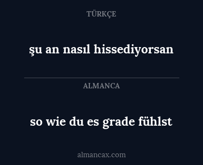 so wie du es grade fühlst - şu an nasıl hissediyorsan