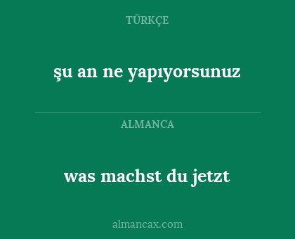 şu an ne yapıyorsunuz - was machst du jetzt