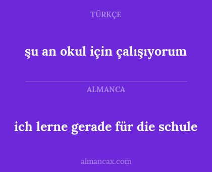 ich lerne gerade für die schule - şu an okul için çalışıyorum
