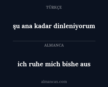 ich ruhe mich bishe aus - şu ana kadar dinleniyorum