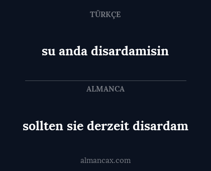 sollten sie derzeit disardam - su anda disardamisin