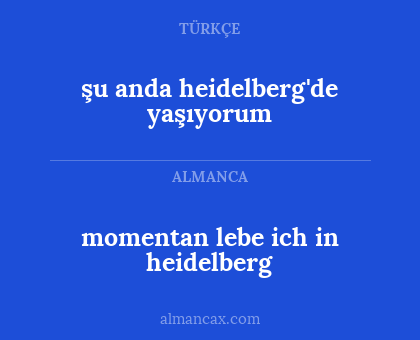 momentan lebe ich in heidelberg - şu anda heidelberg'de yaşıyorum