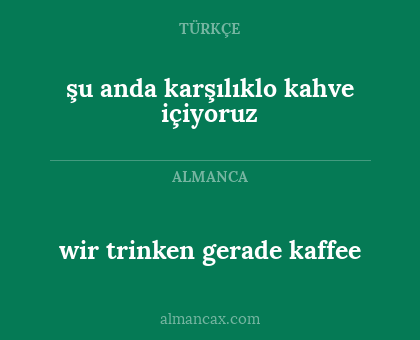 wir trinken gerade kaffee - şu anda karşılıklo kahve içiyoruz