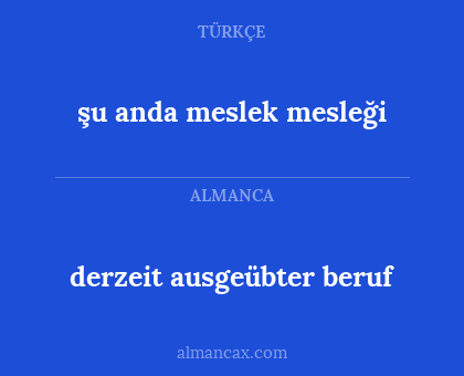 derzeit ausgeübter beruf - şu anda meslek mesleği