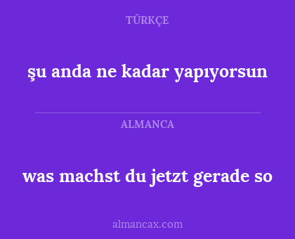 was machst du jetzt gerade so - şu anda ne kadar yapıyorsun
