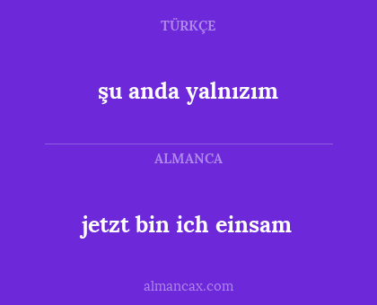 jetzt bin ich einsam - şu anda yalnızım