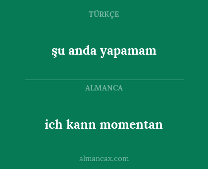 ich kann momentan - şu anda yapamam