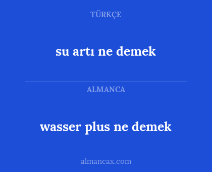 wasser plus ne demek - su artı ne demek