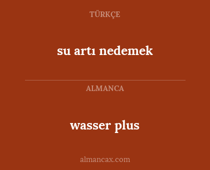 wasser plus - su artı nedemek