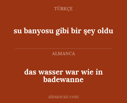 su banyosu gibi bir şey oldu - das wasser war wie in badewanne